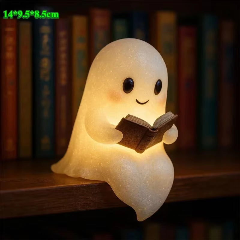 Charming Ghost-Themed Book Lamp for Halloween Night Decor