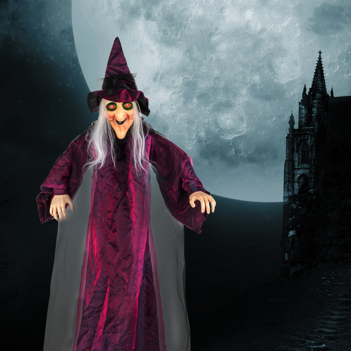 😱Hanging Tall Witch Talking Halloween Decoration 71 inch🔥