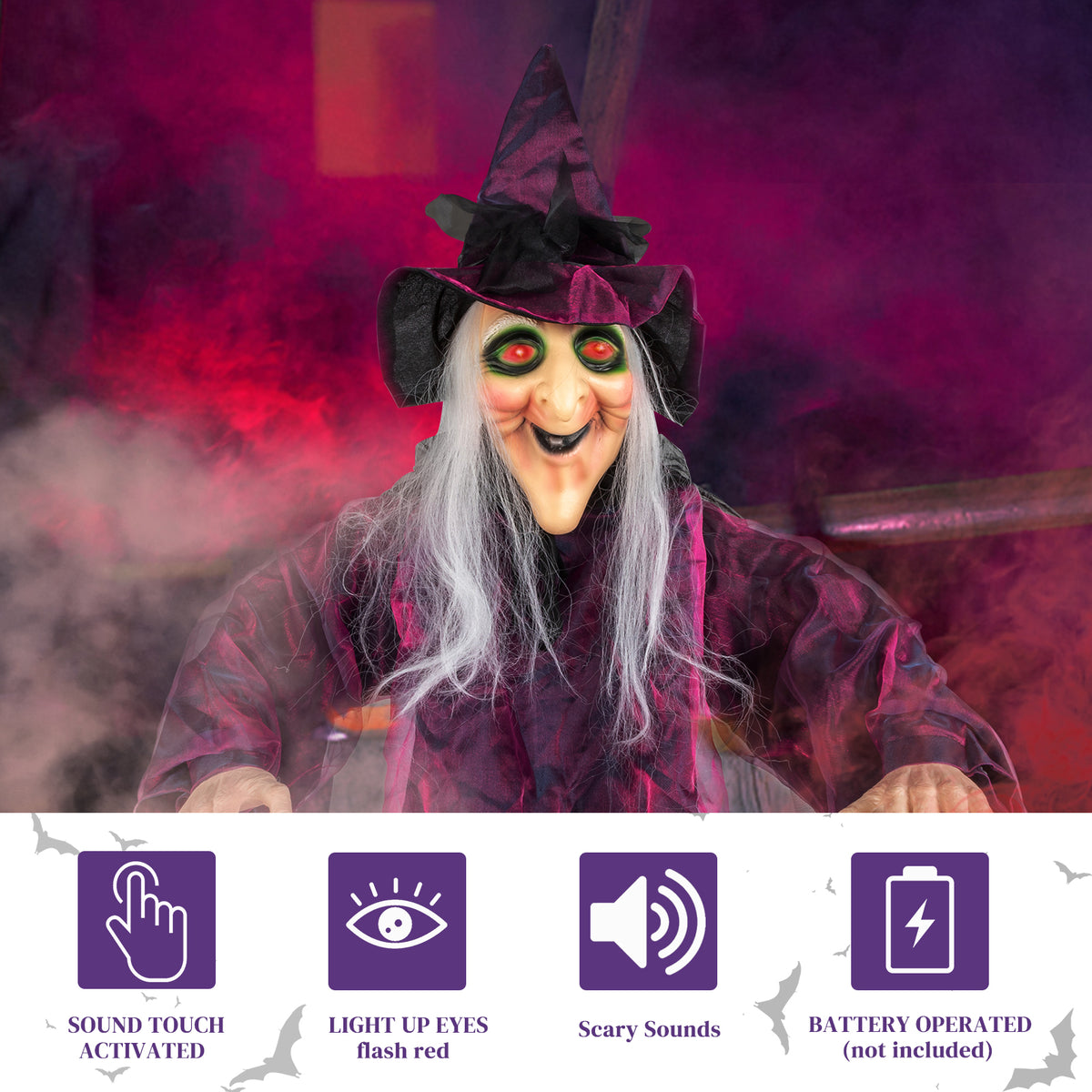 😱Hanging Tall Witch Talking Halloween Decoration 71 inch🔥