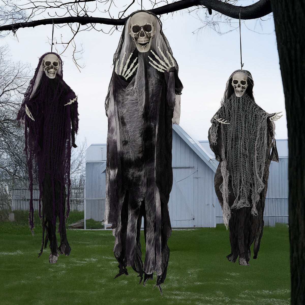 🔥3 Pack Hanging Halloween Skeleton Ghosts Decorations😱