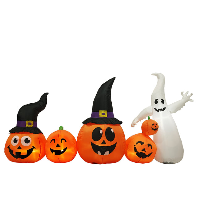 😱8FT Long Halloween Inflatables Pumpkins Ghost Outdoor Decorations LED Lighted🔥