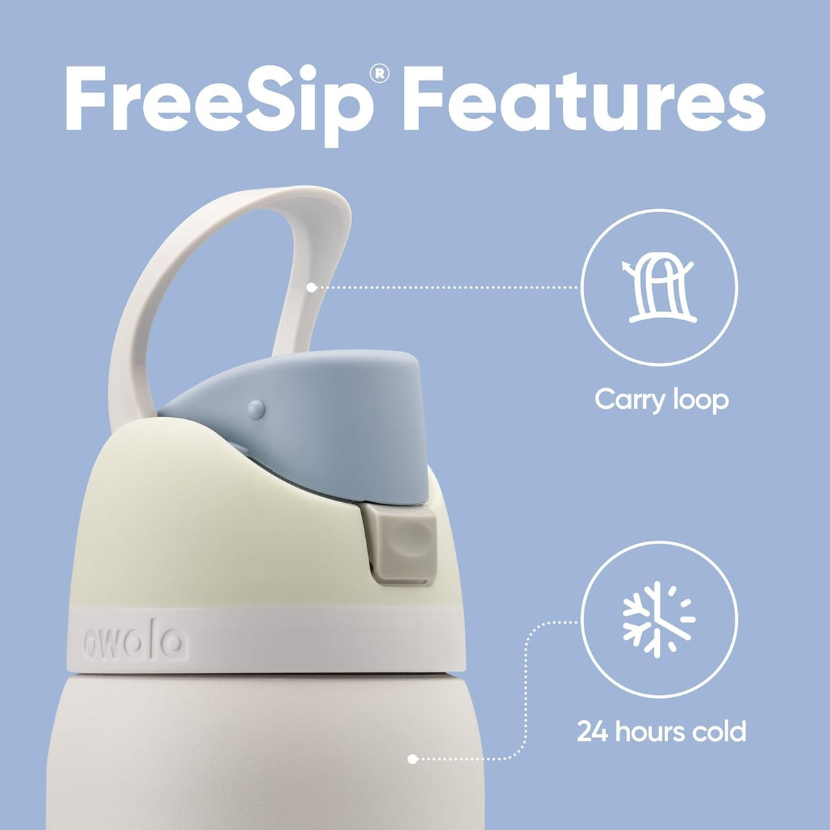 Free Sip Insulated Stainless Steel Water Bottle with Straw Thermal Mug 24OZ Owala