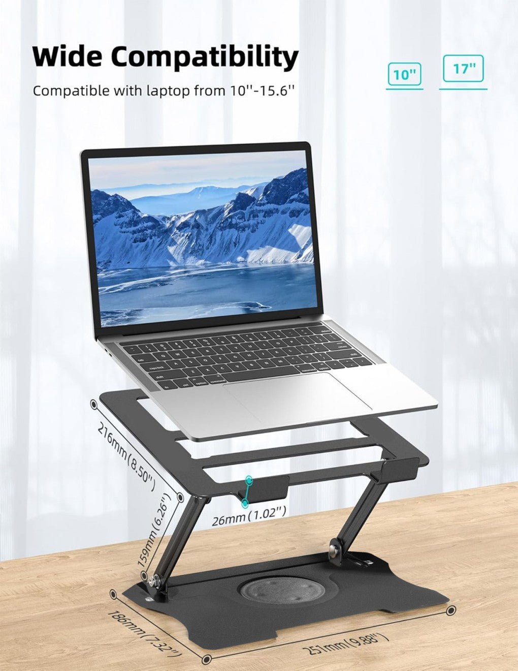 Metal Portable Laptop Tablet Stand Riser Bracket Adjustable Holder For Desk Home Office