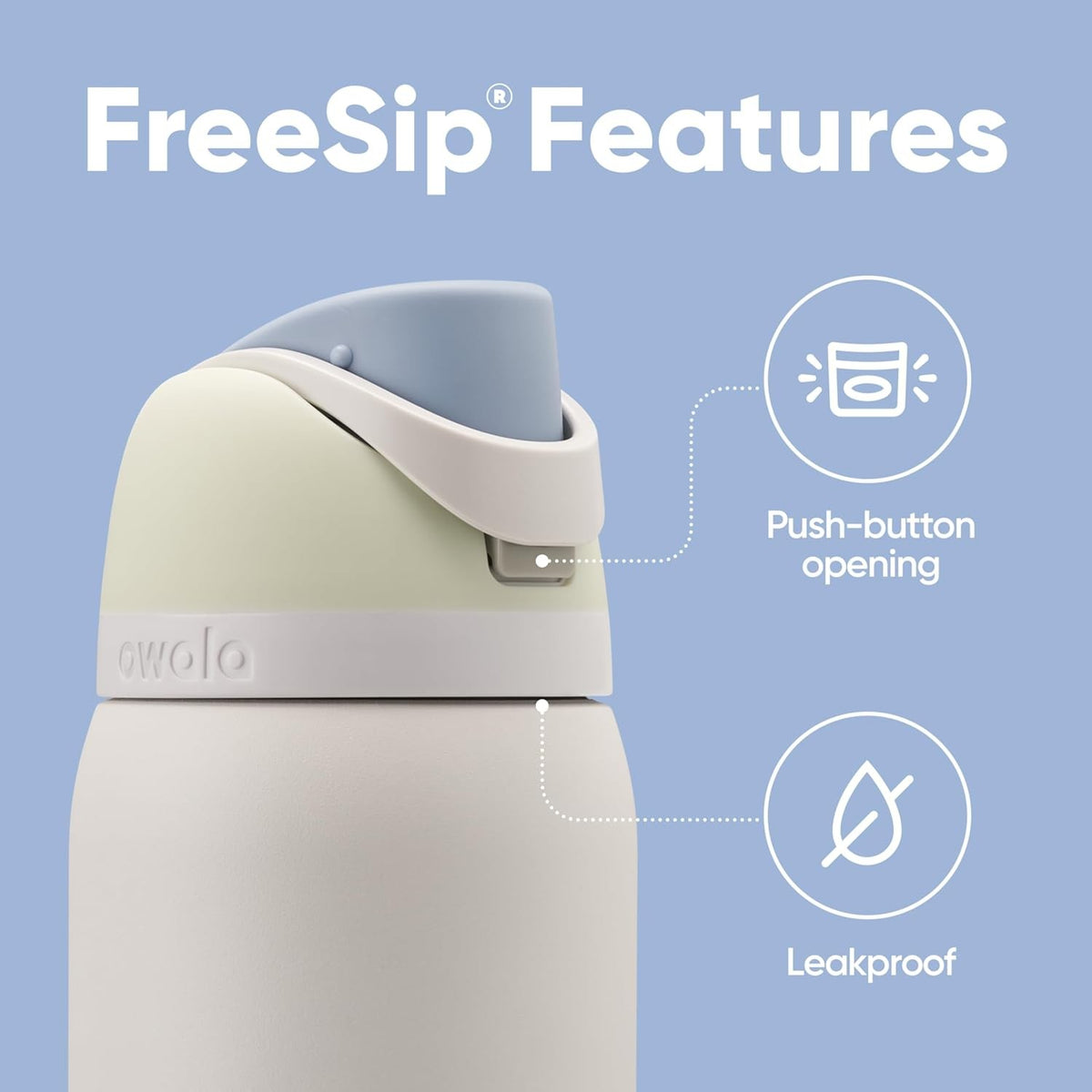 Free Sip Insulated Stainless Steel Water Bottle with Straw Thermal Mug 24OZ Owala