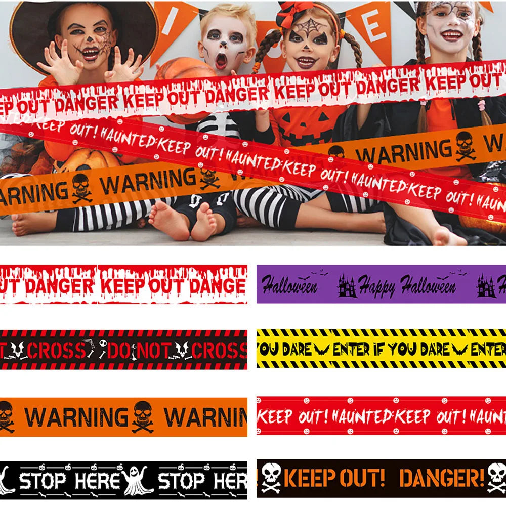 😱🔥Halloween Decoration Tape Warning Line Warning Tape Signs Window Wall Decoration Props🔥