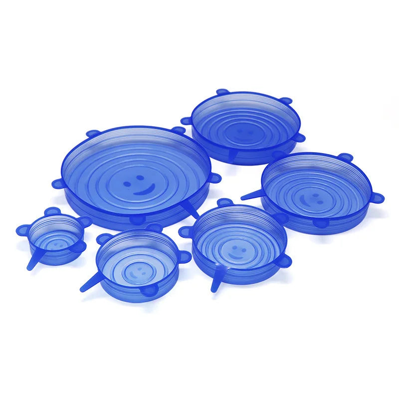 Reusable Silicone Stretch Lids Set of 6 Food Grade Airtight Covers for Bowls n Cups