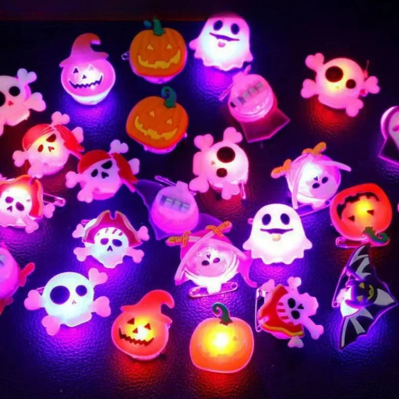 🔥10/50Pcs Halloween Luminous Rings Creative Pumpkin Ghost Skull LED for Kids😍