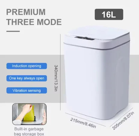16L Smart Sensor Trash Can - Touchless Automatic Waste Bin for Kitchen & Bathroom Recycling
