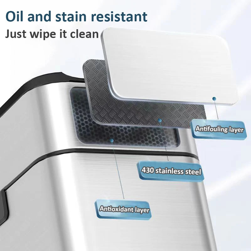 20L Stainless Steel Smart Trash Can – Automatic Sensor Kitchen Wastebasket & Food Waste Bin