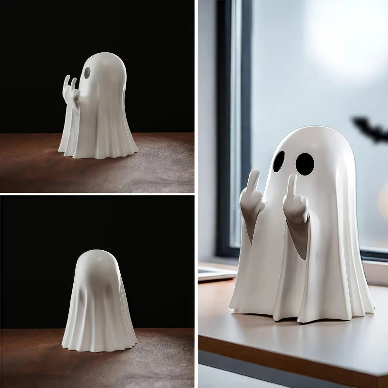 👻😍Cute Middle Finger Ghost Statue Small Halloween Decor for Home Centerpiece for Coffee Table🔥