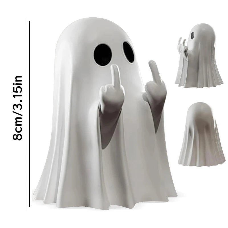 👻😍Cute Middle Finger Ghost Statue Small Halloween Decor for Home Centerpiece for Coffee Table🔥