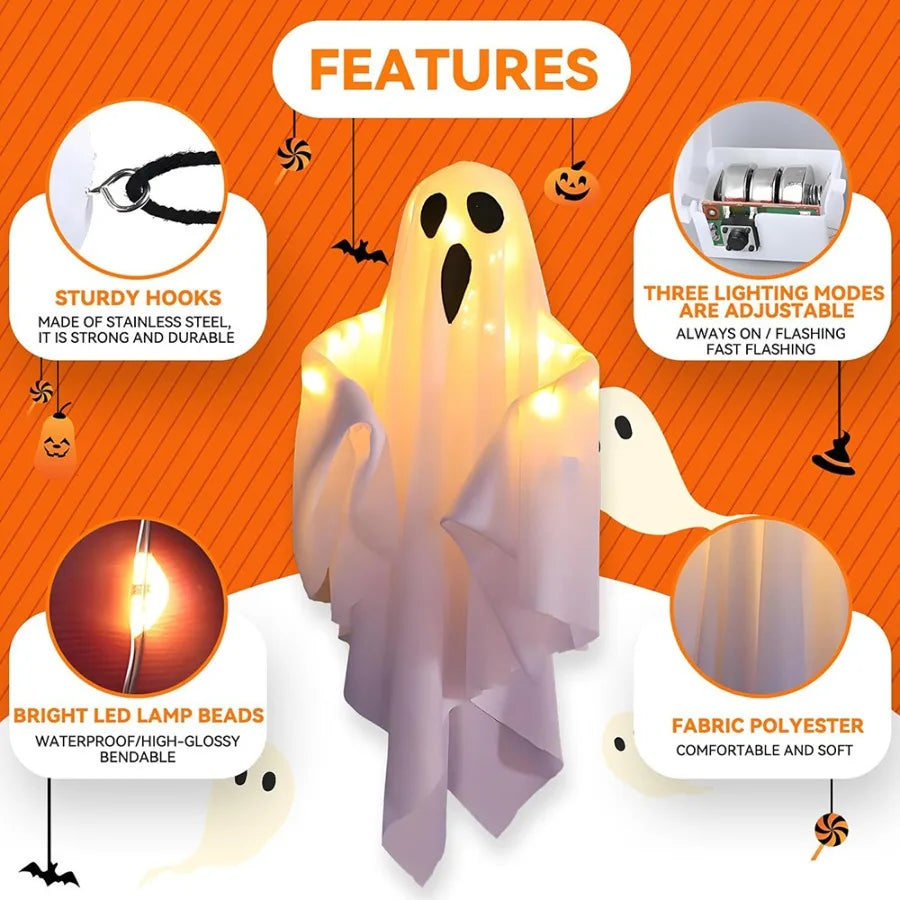 🔥Halloween LED Light Up Hanging Ghost Decorations Spooky Ghost Ornaments😍