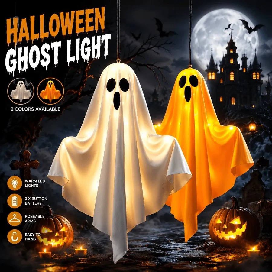 🔥Halloween LED Light Up Hanging Ghost Decorations Spooky Ghost Ornaments😍