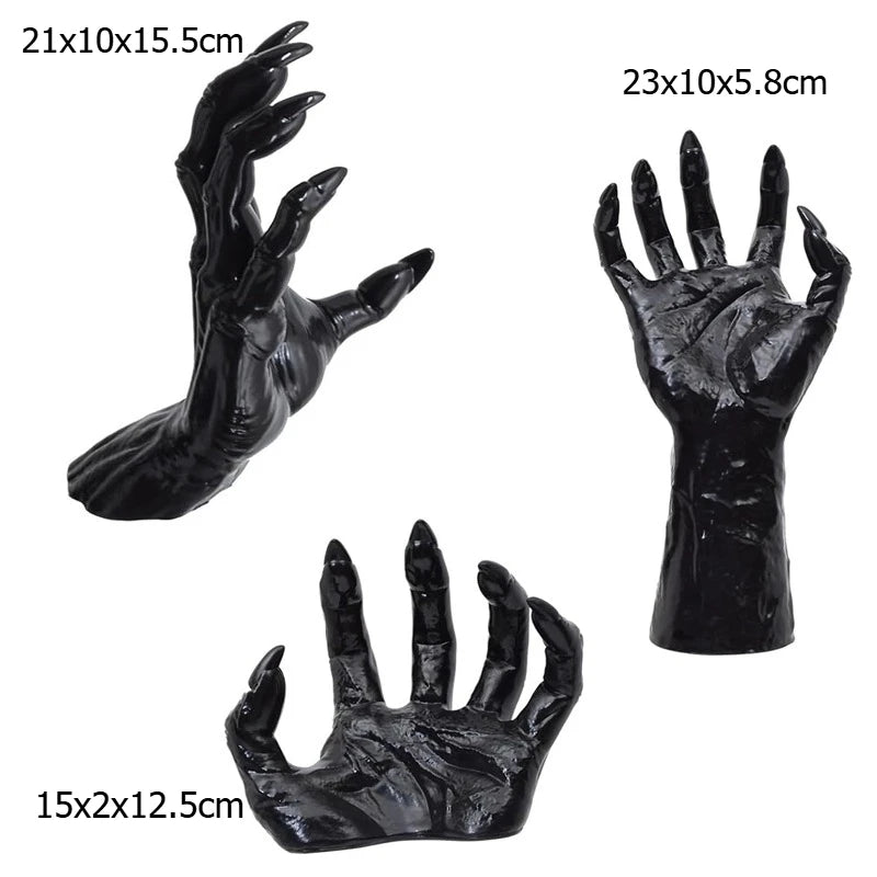 Life-Size Gothic Wall-Mounted Creepy Hands for Halloween and Christmas Candle Display