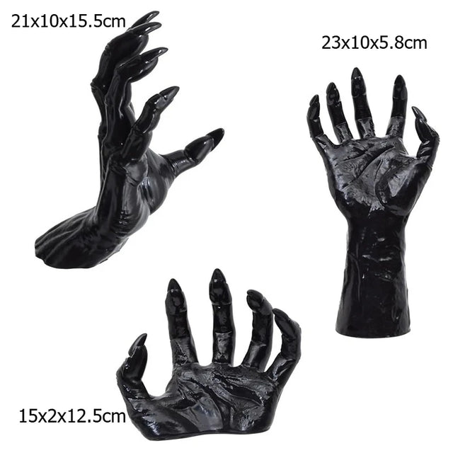 Life-Size Gothic Wall-Mounted Creepy Hands for Halloween and Christmas Candle Display