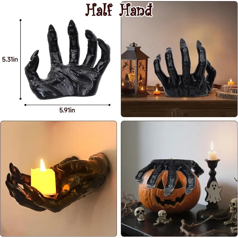 Life-Size Gothic Wall-Mounted Creepy Hands for Halloween and Christmas Candle Display