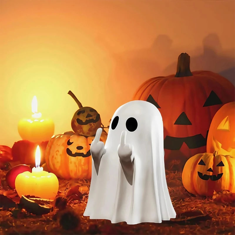 👻😍Cute Middle Finger Ghost Statue Small Halloween Decor for Home Centerpiece for Coffee Table🔥