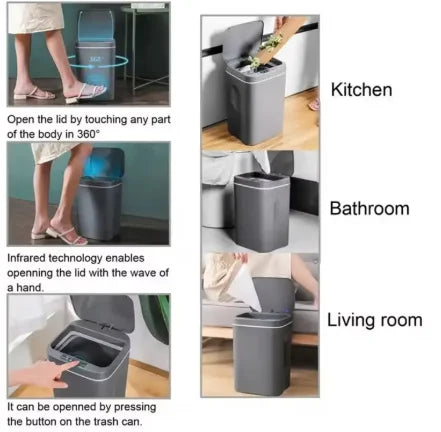 16L Smart Sensor Trash Can - Touchless Automatic Waste Bin for Kitchen & Bathroom Recycling