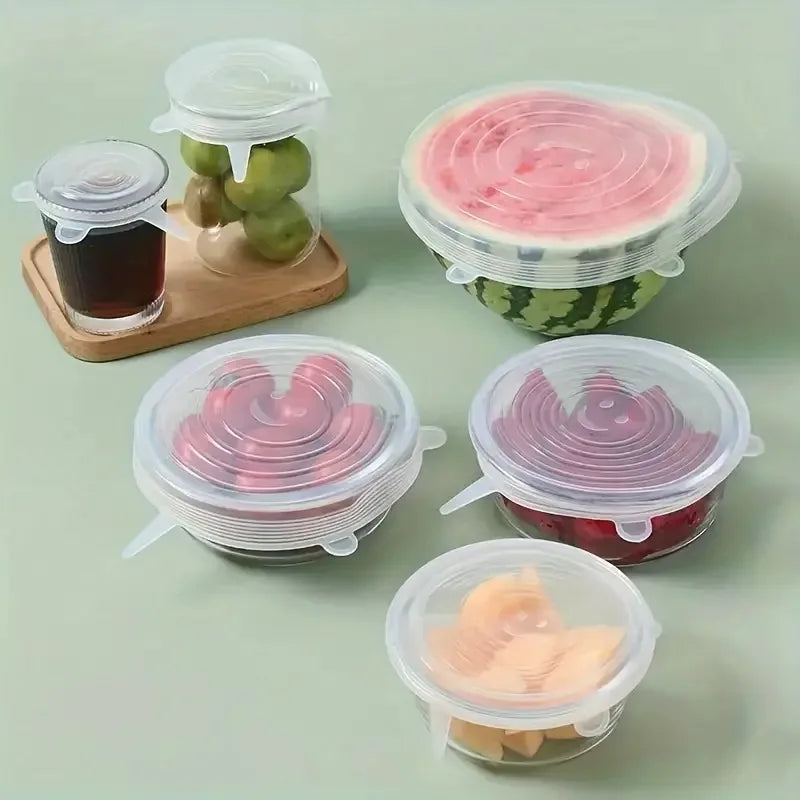 Reusable Silicone Stretch Lids Set of 6 Food Grade Airtight Covers for Bowls n Cups