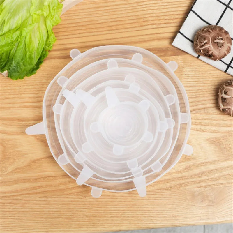 Reusable Silicone Stretch Lids Set of 6 Food Grade Airtight Covers for Bowls n Cups