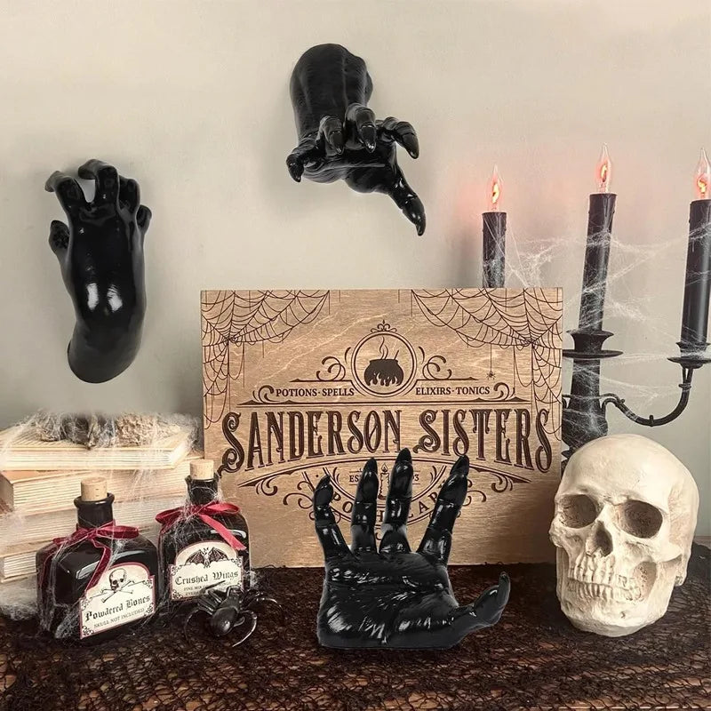 Life-Size Gothic Wall-Mounted Creepy Hands for Halloween and Christmas Candle Display