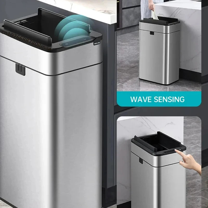 20L Stainless Steel Smart Trash Can – Automatic Sensor Kitchen Wastebasket & Food Waste Bin