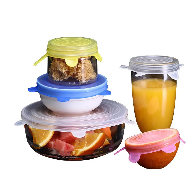 Reusable Silicone Stretch Lids Set of 6 Food Grade Airtight Covers for Bowls n Cups