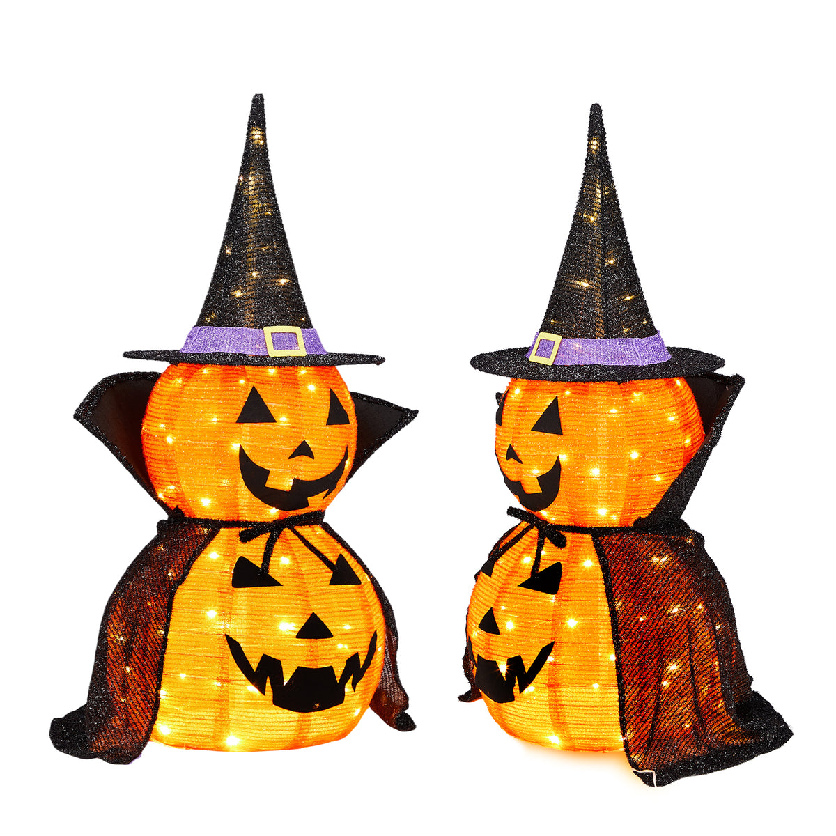 😱2Packs 3FT Halloween Collapsible Lighted Pumpkin Decoration with Stand 176 LED🔥