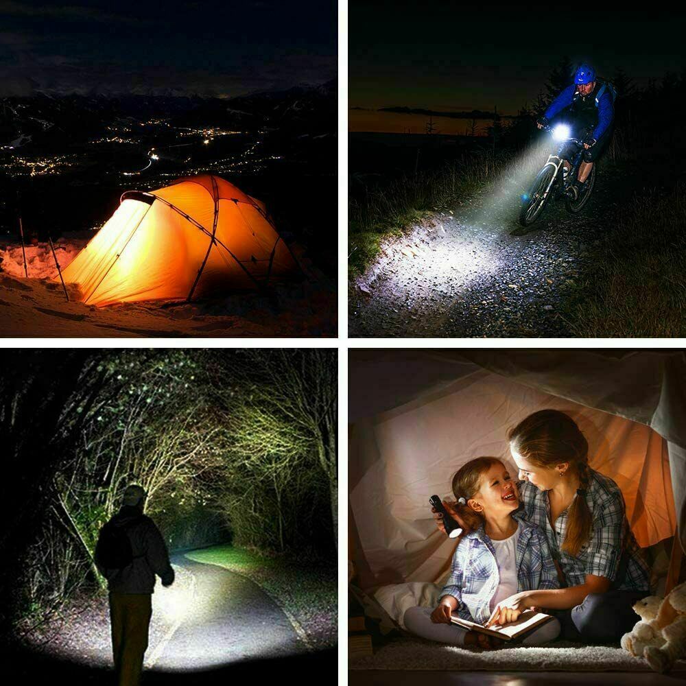 2 Pack USB Rechargeable LED Flashlight 5-Mode Outdoor Camping Hiking Flashlight Work Light