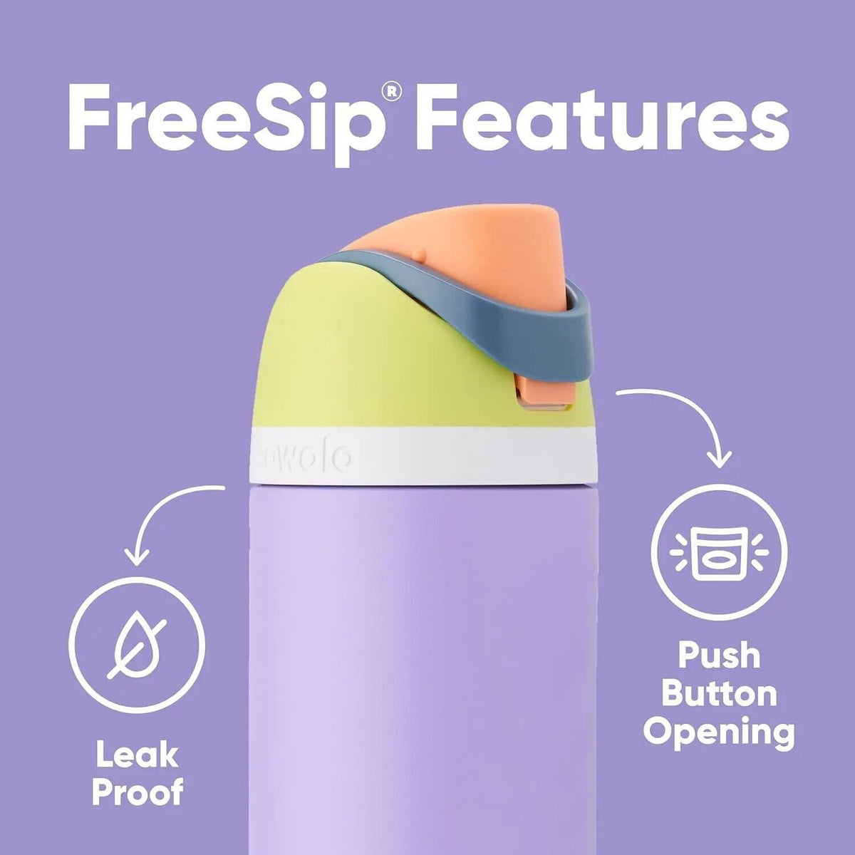 Free Sip Insulated Stainless Steel Water Bottle with Straw Thermal Mug 24OZ Owala