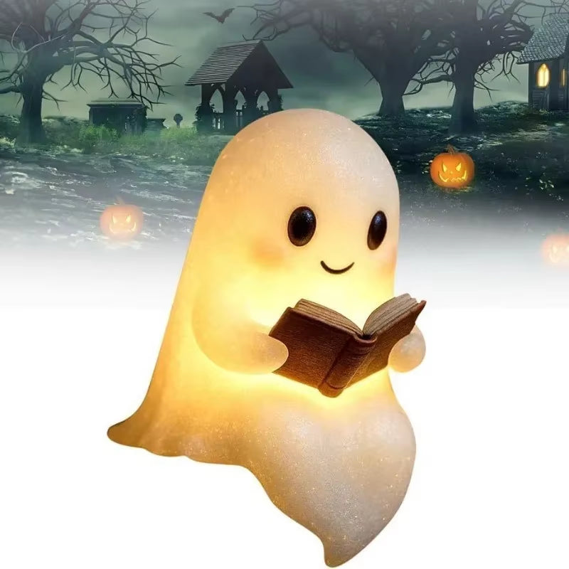 Charming Ghost-Themed Book Lamp for Halloween Night Decor