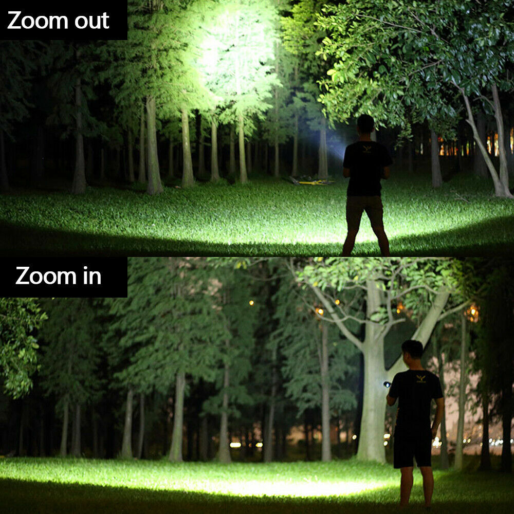 2 Pack USB Rechargeable LED Flashlight 5-Mode Outdoor Camping Hiking Flashlight Work Light
