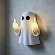 👻😱Funny Middle Finger Ghost LED Light Halloween Hanging Ornament for Porch Bedroom Balcony Party Gift😍