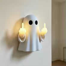 👻😱Funny Middle Finger Ghost LED Light Halloween Hanging Ornament for Porch Bedroom Balcony Party Gift😍