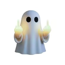 👻😱Funny Middle Finger Ghost LED Light Halloween Hanging Ornament for Porch Bedroom Balcony Party Gift😍